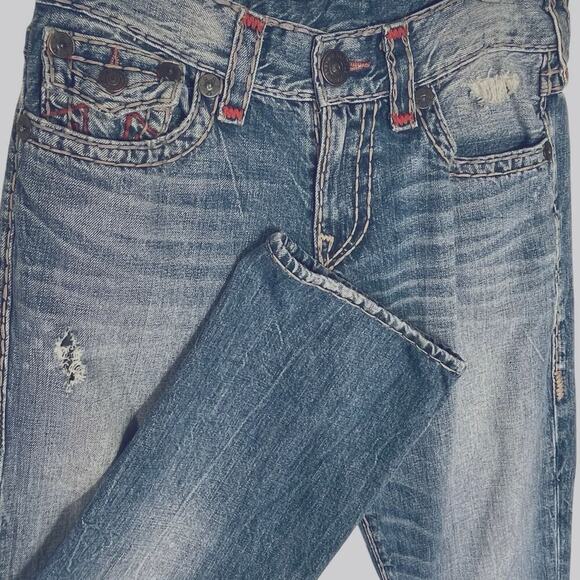 TRUE RELIGION Men’s Ricky Distressed Relaxed Straight Jean size 30 - Picture 3 of 10